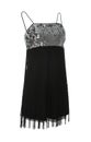 Beautiful short black party dress with paillettes on background
