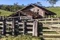 Beautiful shot of an abandoned old wooden cattle stable in Brazil