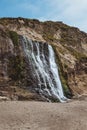 Beautiful shot of the Alamere Falls, a rare tidefall in California Royalty Free Stock Photo