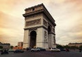 Beautiful shot of the Arc de Triomphe in Paris and the traffic around it