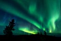 Beautiful shot of aurora borealis, Dawson City, Yukon, Canada