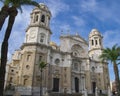 Beautiful shot of the baroque facade of the cathedral of Cadiz, Spain Royalty Free Stock Photo