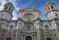 Beautiful shot of the baroque facade of the cathedral of Cadiz, Spain Royalty Free Stock Photo