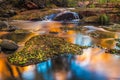 Beautiful shot of the Bear Canyon Lake, scenic autumn nature reflecting on the water surface