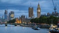 Beautiful shot of the Big Ben and nearby buildings in the evening in London, United Kingdom