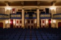 Beautiful shot of the blue seats and unique interior of an empty theatre Royalty Free Stock Photo