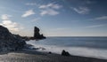 Beautiful shot of blue water and stone formations on the beach in Snaefellsness, Iceland