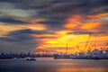 Beautiful shot of boats parked on a harbor in West Coast Park Marina, Singapore