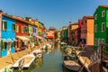 Beautiful shot of boats parked in a picturesque canal of Venice