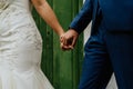 beautiful shot of the bride and the groom holding hands Royalty Free Stock Photo