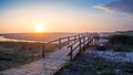 Beautiful shot of a bridge next to a beach in Praia Velha, SÃÂ£o Pedro de Moel, Leiria, Portugal Royalty Free Stock Photo