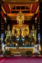 Beautiful shot of Buddha sculptures inside Wat Visoun in Luang Prabang, Laos