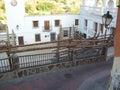 Beautiful shot of a building ramp with wooden barricade extension attached to metallic fence