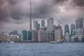 Beautiful shot of the cityscape of Toronto, Ontario, Canada on a gloomy stormy day Royalty Free Stock Photo