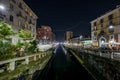 Beautiful shot of clear night sky in naviglio pavese in milan italy Royalty Free Stock Photo