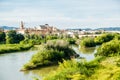 Beautiful shot of a coast on the river with a view of Cordoba, Spain