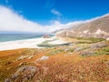 Beautiful shot of the coastline of Big Sur in California, USA on a clear blue sky background Royalty Free Stock Photo