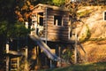 Beautiful shot of a cozy treehouse in an autumn park