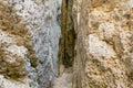 Beautiful shot of a crack in a rocky cave at the sea