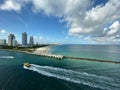 Beautiful shot of the cruising out of the Port of Miami in the United States Royalty Free Stock Photo