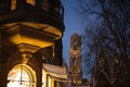 Beautiful shot of the Dom Tower of Utrecht in the Netherlands at night Royalty Free Stock Photo