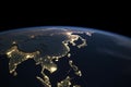 beautiful shot of earth\'s light source is shown at night generative AI