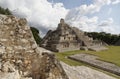 Beautiful shot of the Edzna Mayan pyramids on a cloudy day in Campeche, Mexico Royalty Free Stock Photo