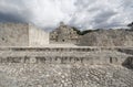 Beautiful shot of the Edzna Mayan pyramids on a cloudy day in Campeche, Mexico Royalty Free Stock Photo