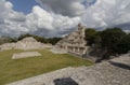 Beautiful shot of the Edzna Mayan pyramids on a cloudy day in Campeche, Mexico Royalty Free Stock Photo