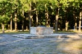 Beautiful shot of an eternal flame burning at the entrance of the Brethren Cemetery in Riga, Latvia