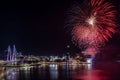 Beautiful shot of the exploding fireworks at the 2022 Yeosu Night Sea Fireworks Festival Royalty Free Stock Photo