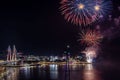 Beautiful shot of the exploding fireworks at the 2022 Yeosu Night Sea Fireworks Festival Royalty Free Stock Photo