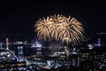 Beautiful shot of the exploding fireworks at the 2022 Yeosu Night Sea Fireworks Festival Royalty Free Stock Photo