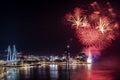 Beautiful shot of the exploding fireworks at the 2022 Yeosu Night Sea Fireworks Festival Royalty Free Stock Photo