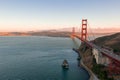 Beautiful shot of famous Golden Gates bridge of San Francisco,California,USA at the perfect sunset