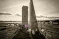 Beautiful shot of the famous Sunset March monument in Nijmegen in the Netherlands on a cloudy day