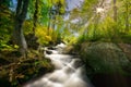 Beautiful shot of the flowing rocky McGillvary Falls in Whiteshell Provincial Park, Manitoba Royalty Free Stock Photo