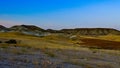 Beautiful shot of geological mountain formations on background of the blue sky