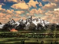 Beautiful shot of the Grand Teton National Park in Wyoming with snowy mountains in the distance Royalty Free Stock Photo