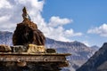 Beautiful shot of the Holy Tibetan Buddhist prayer stupa in Himalaya Upper Mustang, Nepal Royalty Free Stock Photo