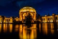 Beautiful shot of Illuminated Palace of Fine Arts in San Francisco at Night Royalty Free Stock Photo