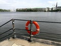 Beautiful shot of the Inner Alster Lake and Alster Fountain in Hamburg, Germany during a sunny day