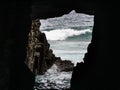 Beautiful shot inside the cliff Tasmania remarkable cave by water in Australia