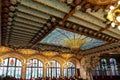 Beautiful shot of the Interior of the famous Concert Hall designed in Catalan modern style, Spain