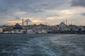 Beautiful shot of Istambul city, the capital of Turkey over the river Royalty Free Stock Photo