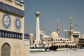 Beautiful shot of the King Faisal Mosque next to the Blue Souk in Sharjah Royalty Free Stock Photo