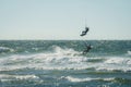 Beautiful shot of kite surfers' water sport event at beach