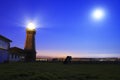 Beautiful shot of a lightened lighthouse during twilights-perfect wallpaper or background