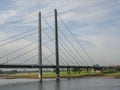 Beautiful shot of a metallic bridge over the Rhine river in Dusseldorf Royalty Free Stock Photo