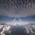 Beautiful shot of mirrored flying airplane wings in the sky Royalty Free Stock Photo
